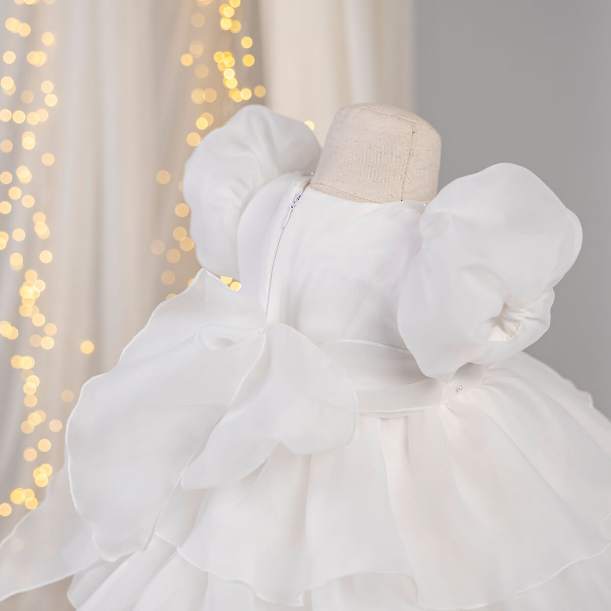 xscape dress MAYA Long Christening Gown for Girls – 3D Lace Baptism Dress 12-18 months / White