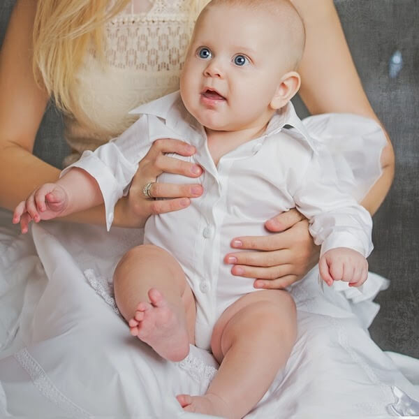 Baby Boys Shirt Bodysuit — White or Ivory Cotton, Long/Short Sleeve