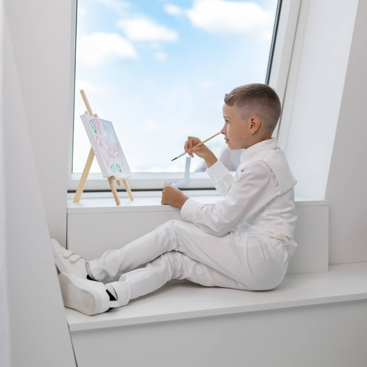 Boys Silk Waistcoat in White or Ivory