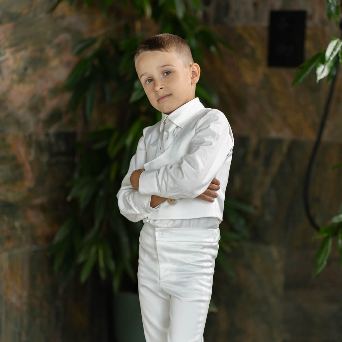 Boys Silk Waistcoat in White or Ivory