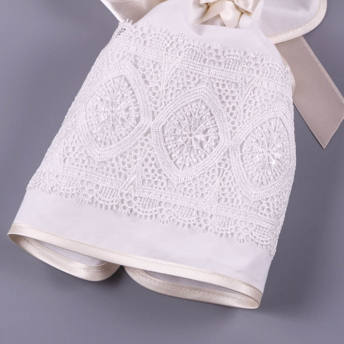 Candle Wraps  with a bow on a gray background