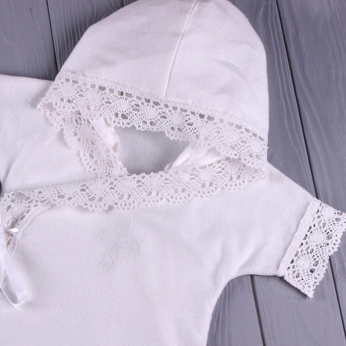 Cotton Baptism Gown with Hood
