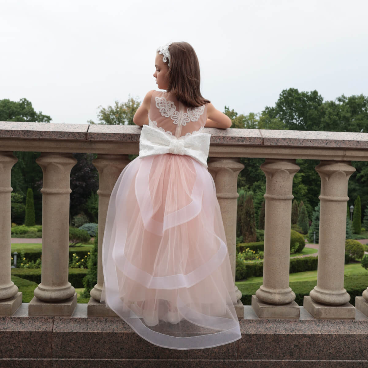 DAISY Blush Tulle Flower Girl Dress with Optional Train – Party Dress