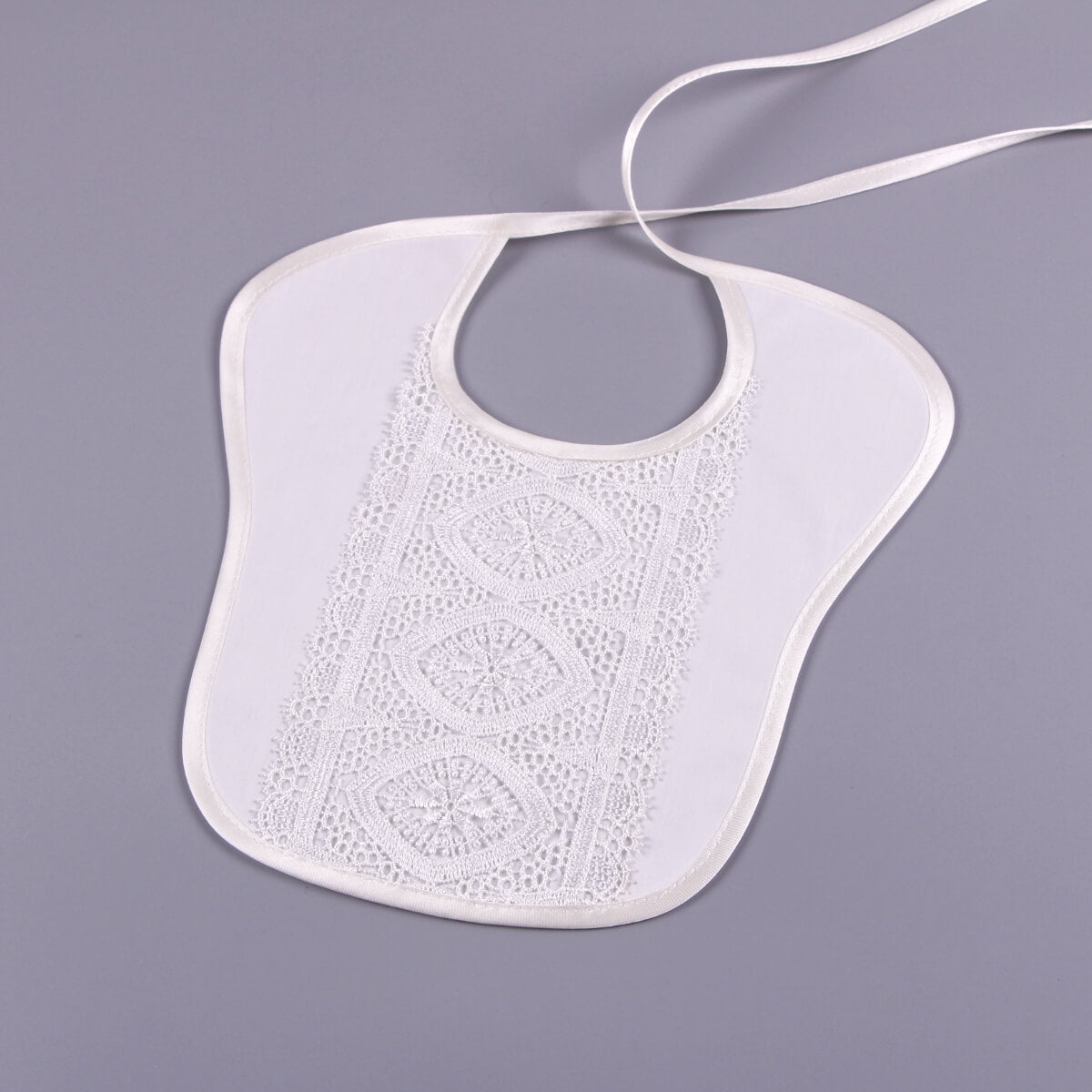 Baptism Bib on a gray background
