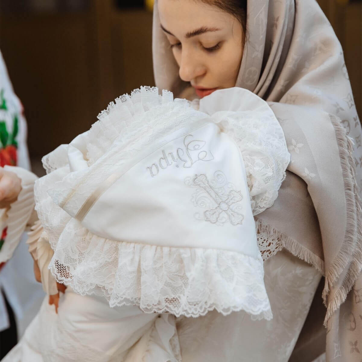 HEIRLOOM Christening Blanket – Cotton & Italian Lace