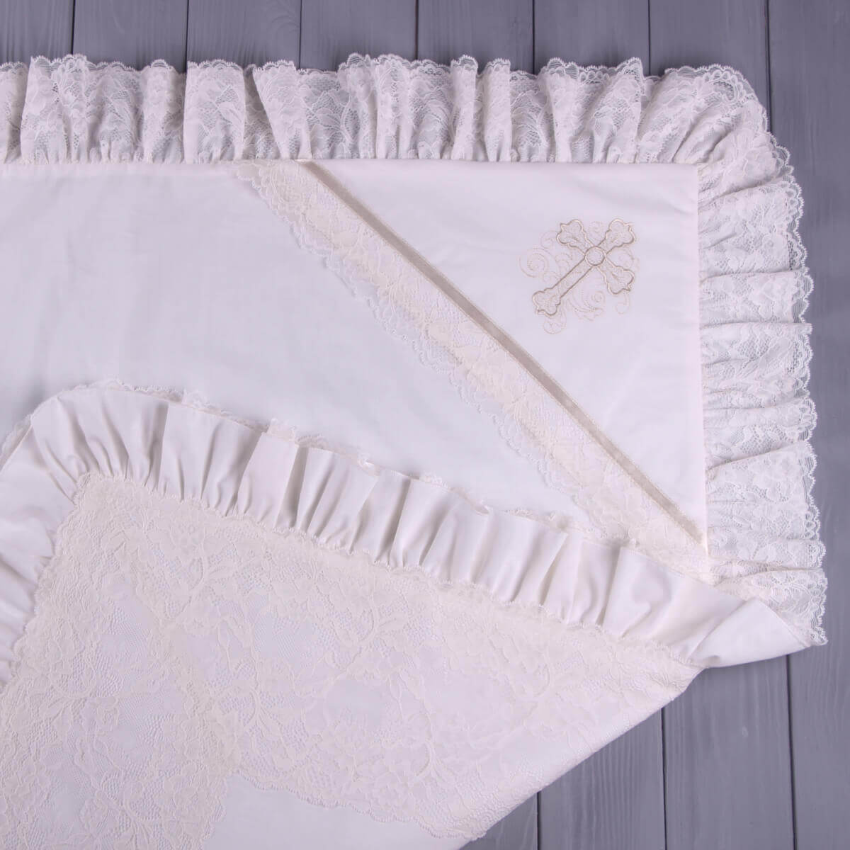HEIRLOOM Christening Blanket – Cotton & Italian Lace