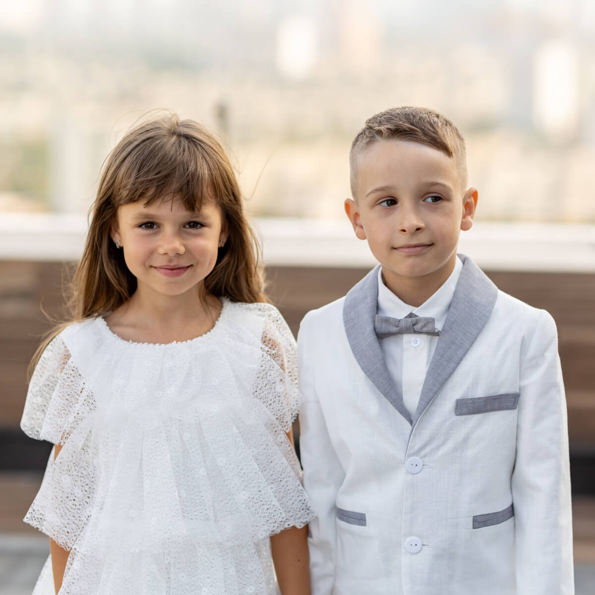 First Communion Linen Suit for Boys – White 4 Piece Outfit