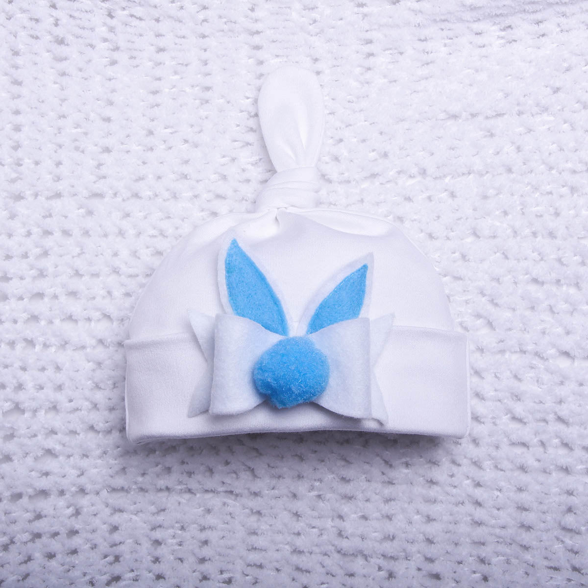 BUNELLE Baby Bunny Beanie – Newborn Hat in White & Ivory