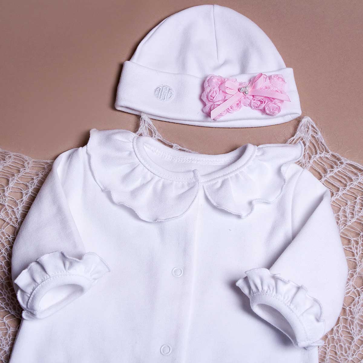 SERENITY Baby Girl Beanie Hat with Pink Bow