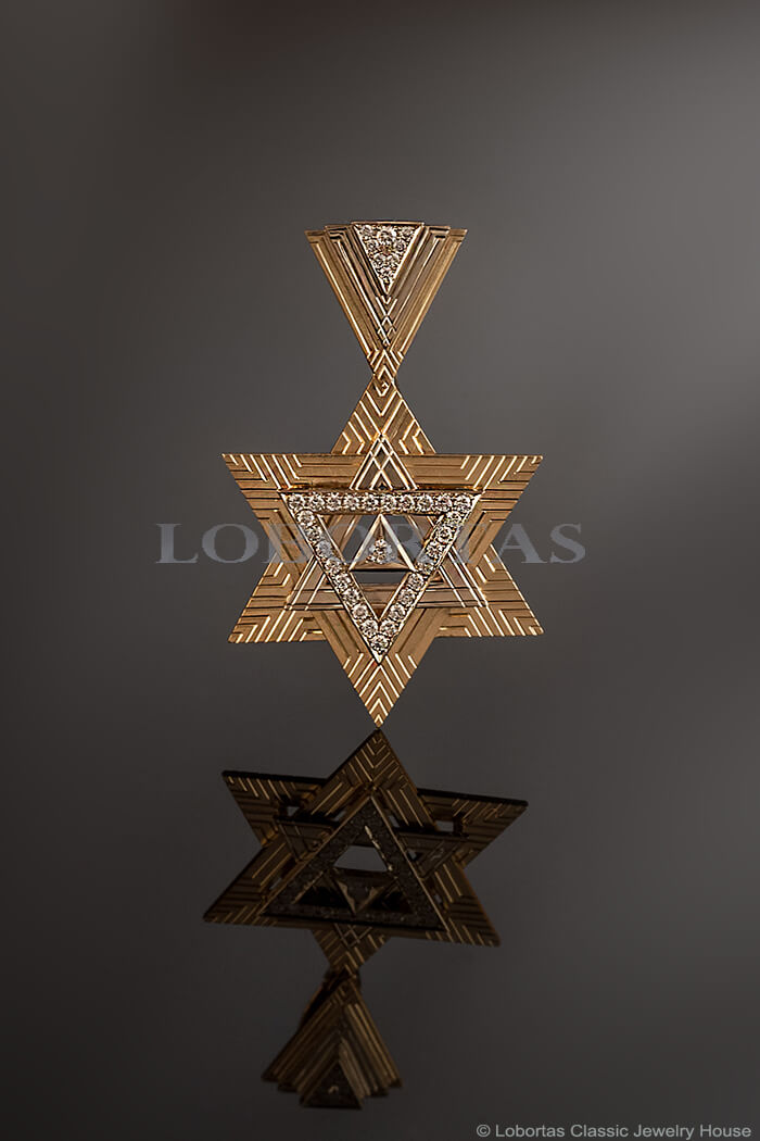Gold Dimond Pendant STAR OF DAVID