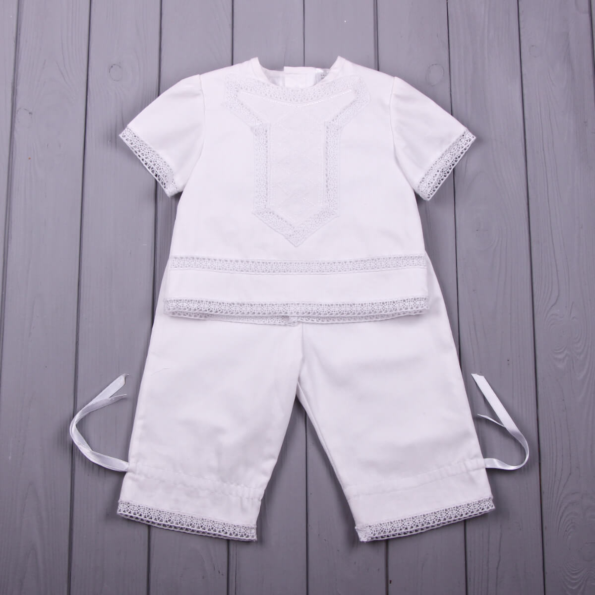 JOHNNY 2 piece Boy Baptism Outfit – Cotton Short Sleeve Set