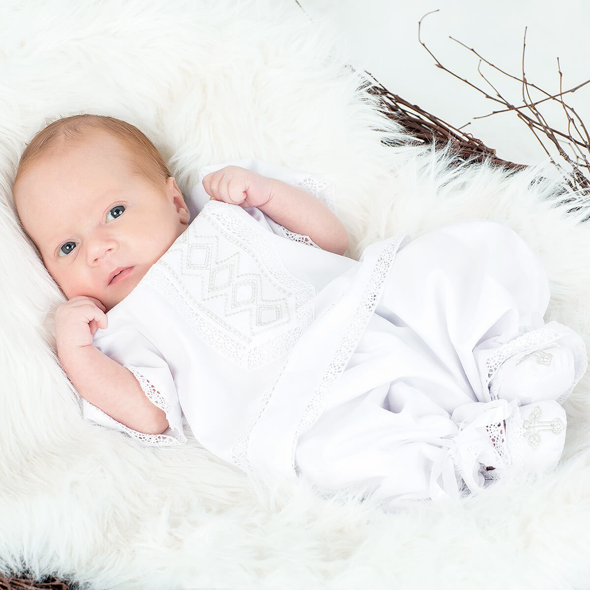 JOHNNY 2 piece Boy Baptism Outfit – Cotton Short Sleeve Set