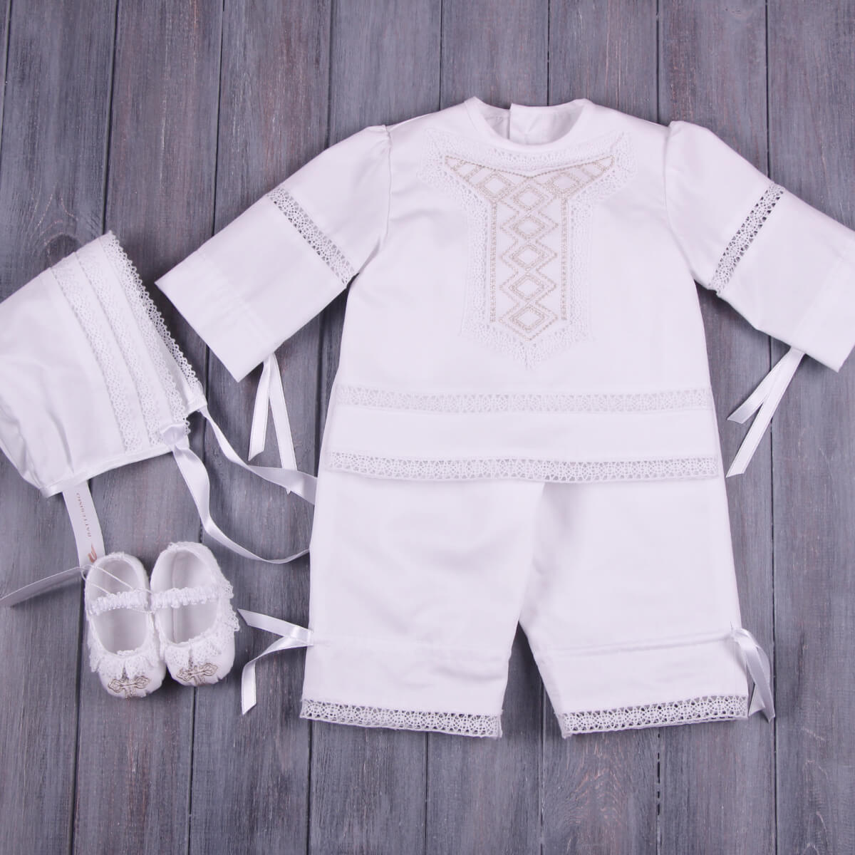 JOHNNY 2 piece Boy Baptism Outfit – Cotton Short Sleeve Set
