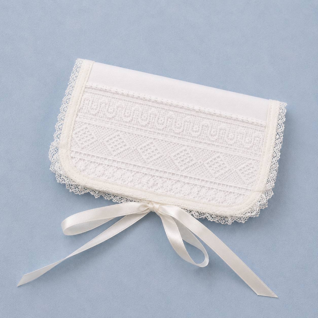 First Curl Keepsake with two inner pockets. Name, date or custom embroidery on the reverse is available at additional cost.
