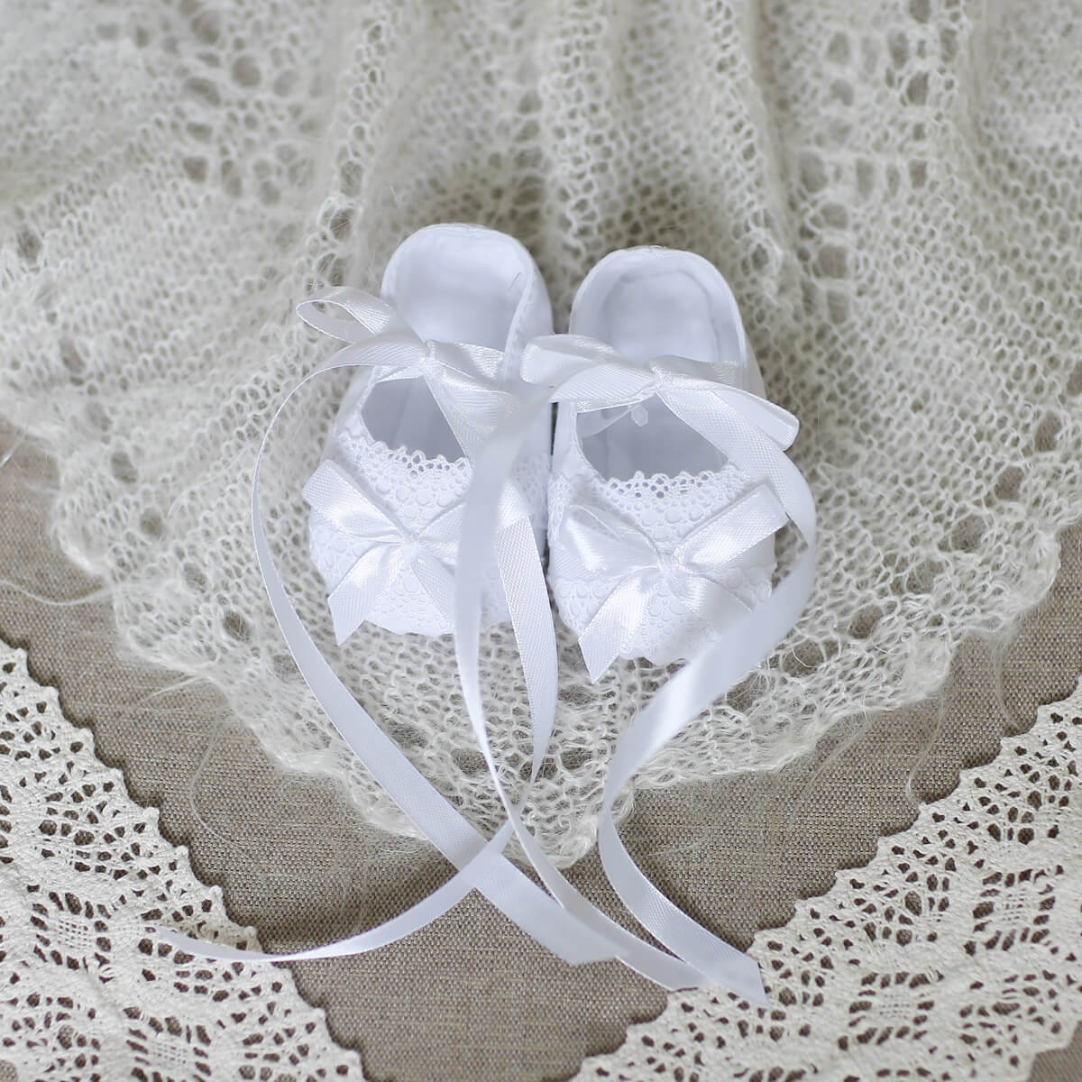 PURE Baptism Booties - White or Ivory