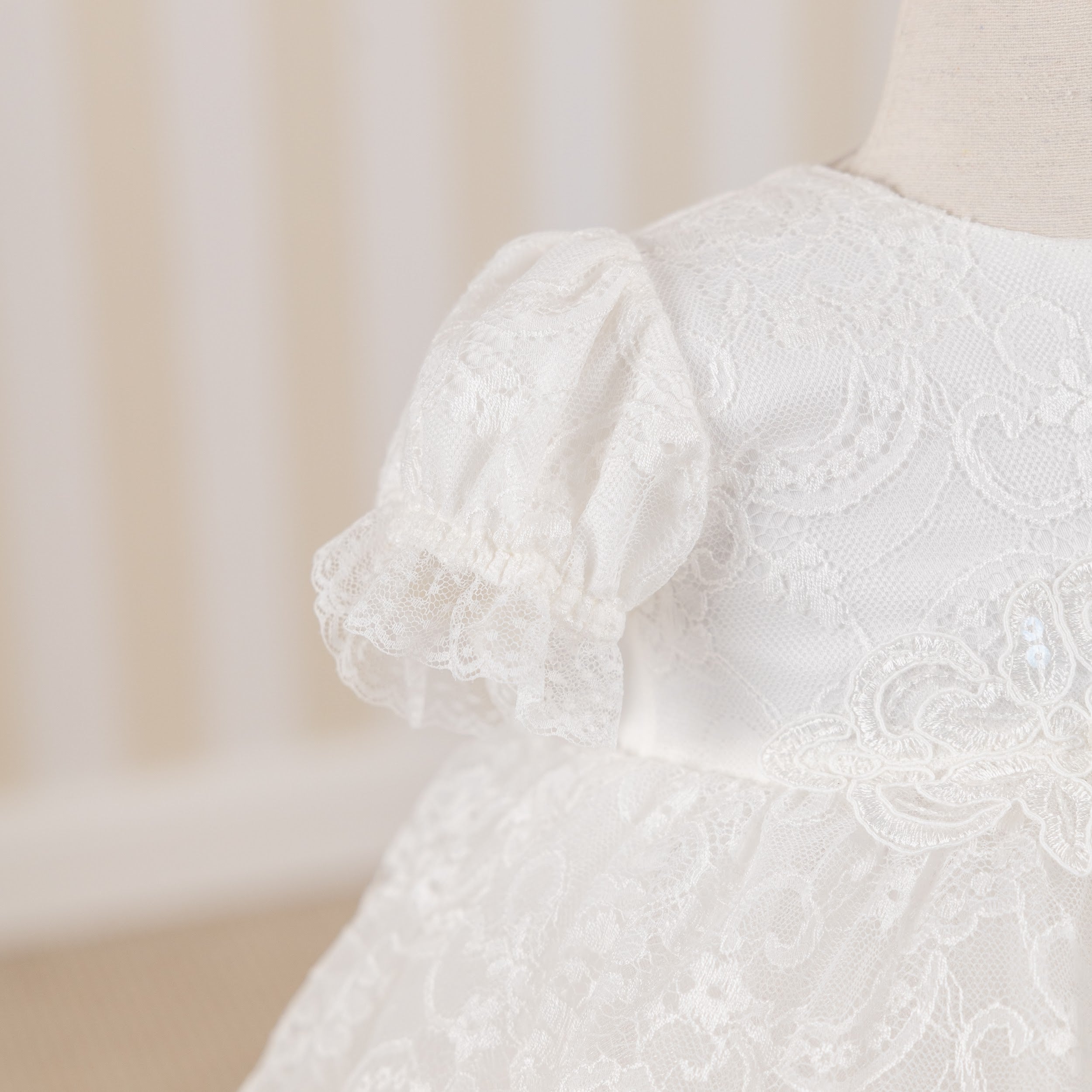 LILIANA Baptism Gown with Train - Heirloom Christening Dress