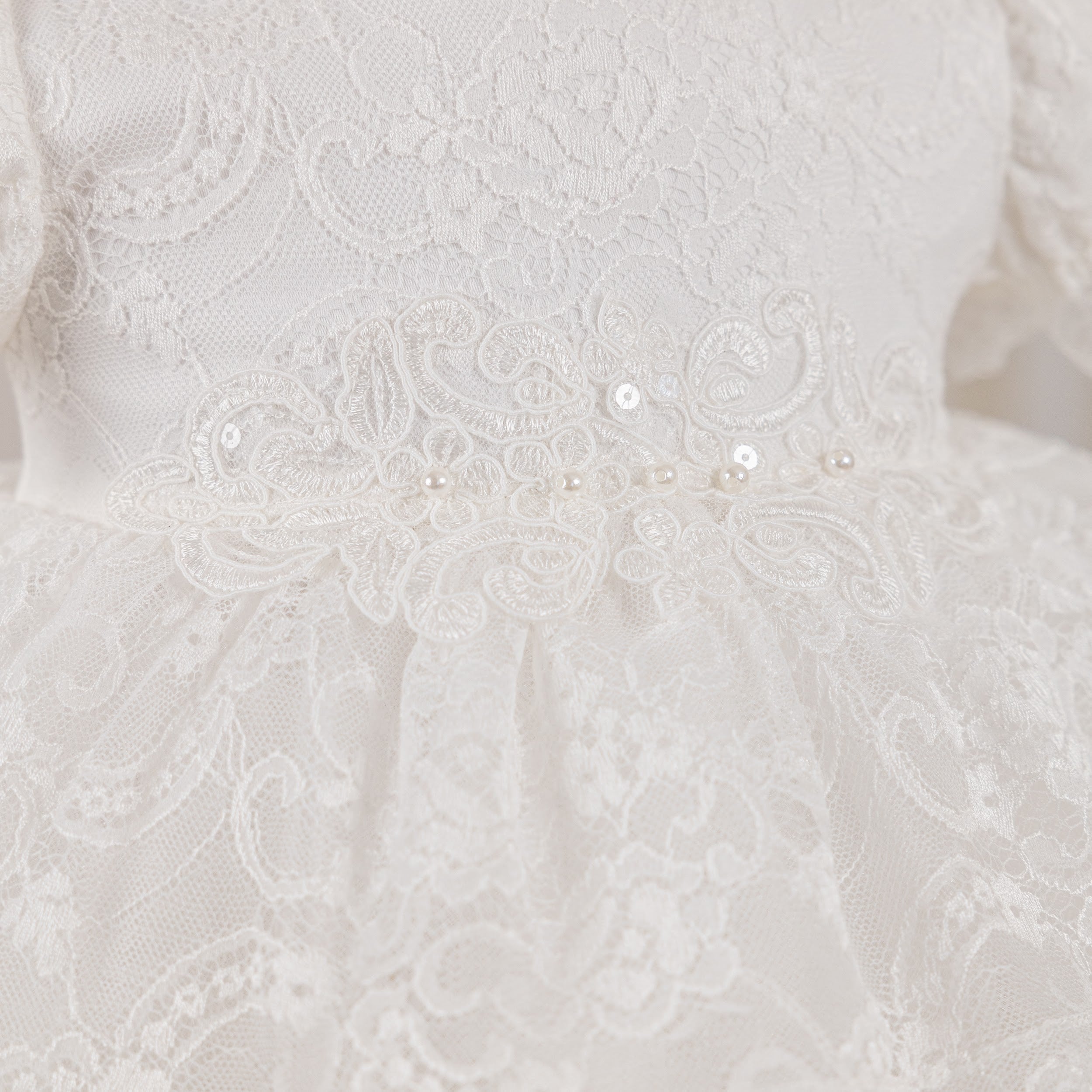 LILIANA Baptism Gown with Train - Heirloom Christening Dress