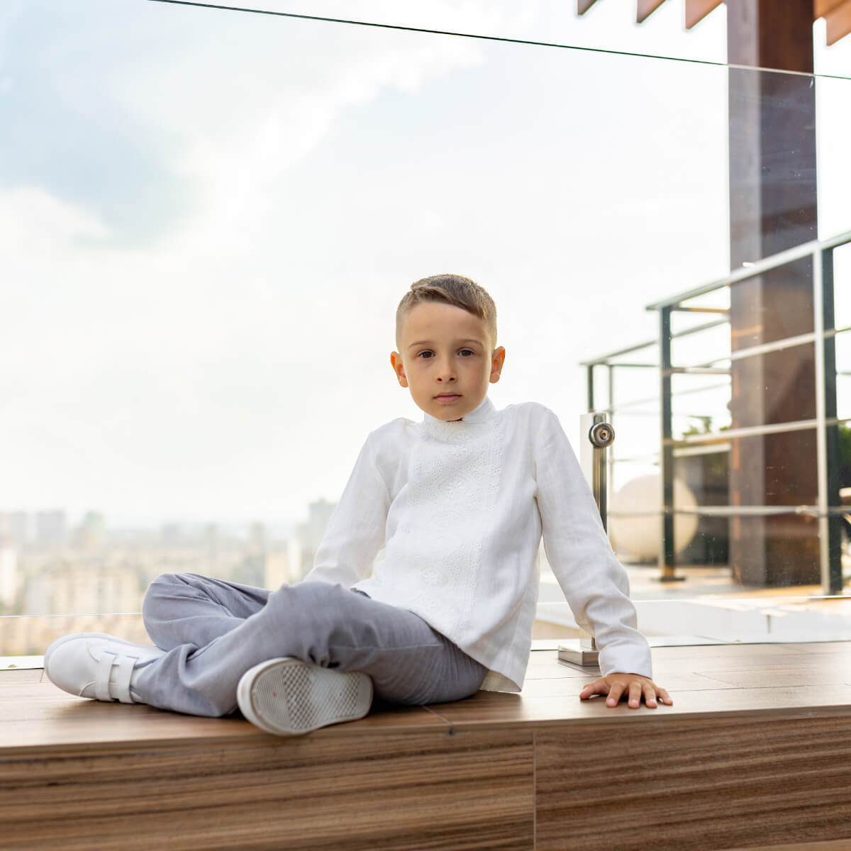 LUCAS Boys Linen Communion Suit with Pants and Shirt