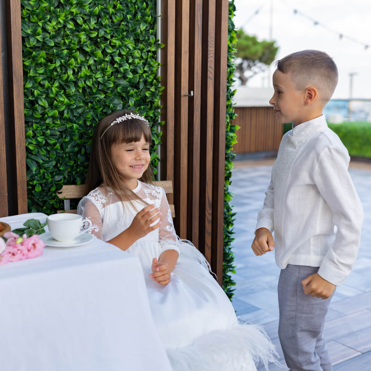 LUCAS Boys Linen Communion Suit with Pants and Shirt