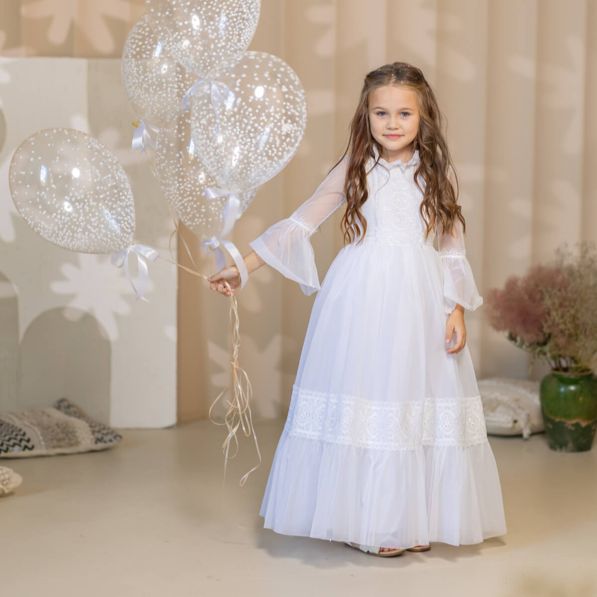 MAJESTY White Lace Communion Dress