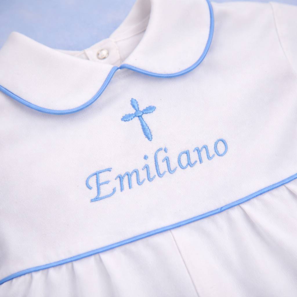 Knit Baptism Outfit for Boys – Romper, Hat & Booties Set