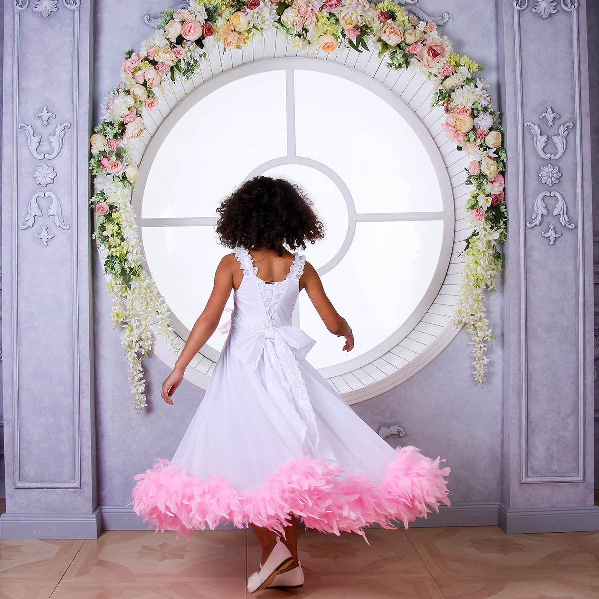 MILA Feather Boa Girl Dress