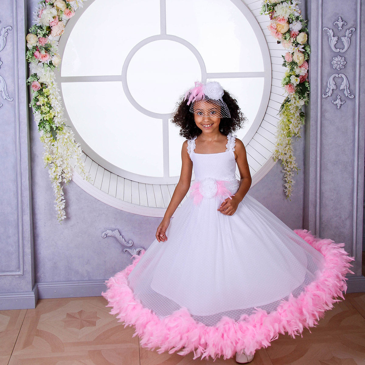 MILA Feather Boa Girl Dress