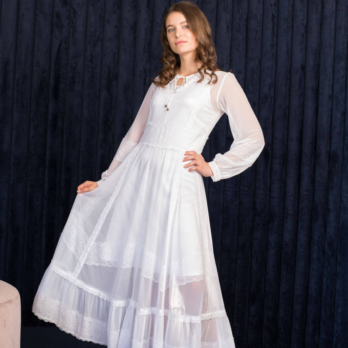 NATALIE White Lace Boho Dress