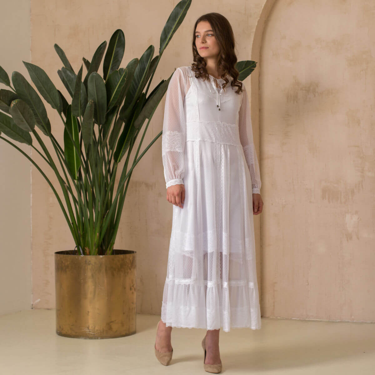 NATALIE White Lace Boho Dress