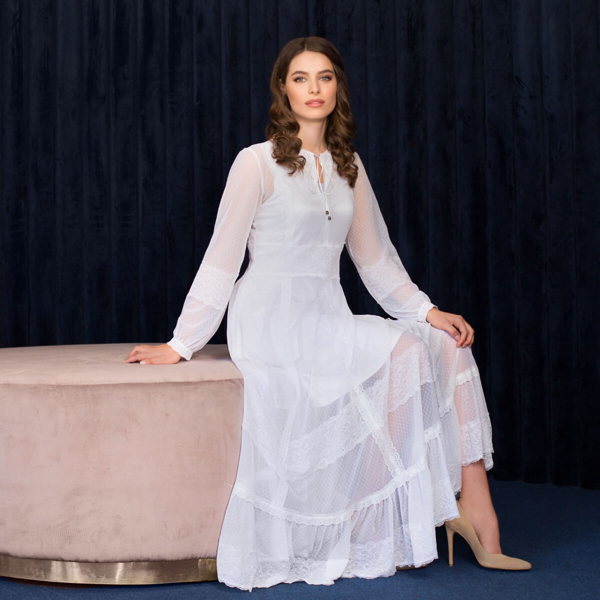 NATALIE White Lace Boho Dress