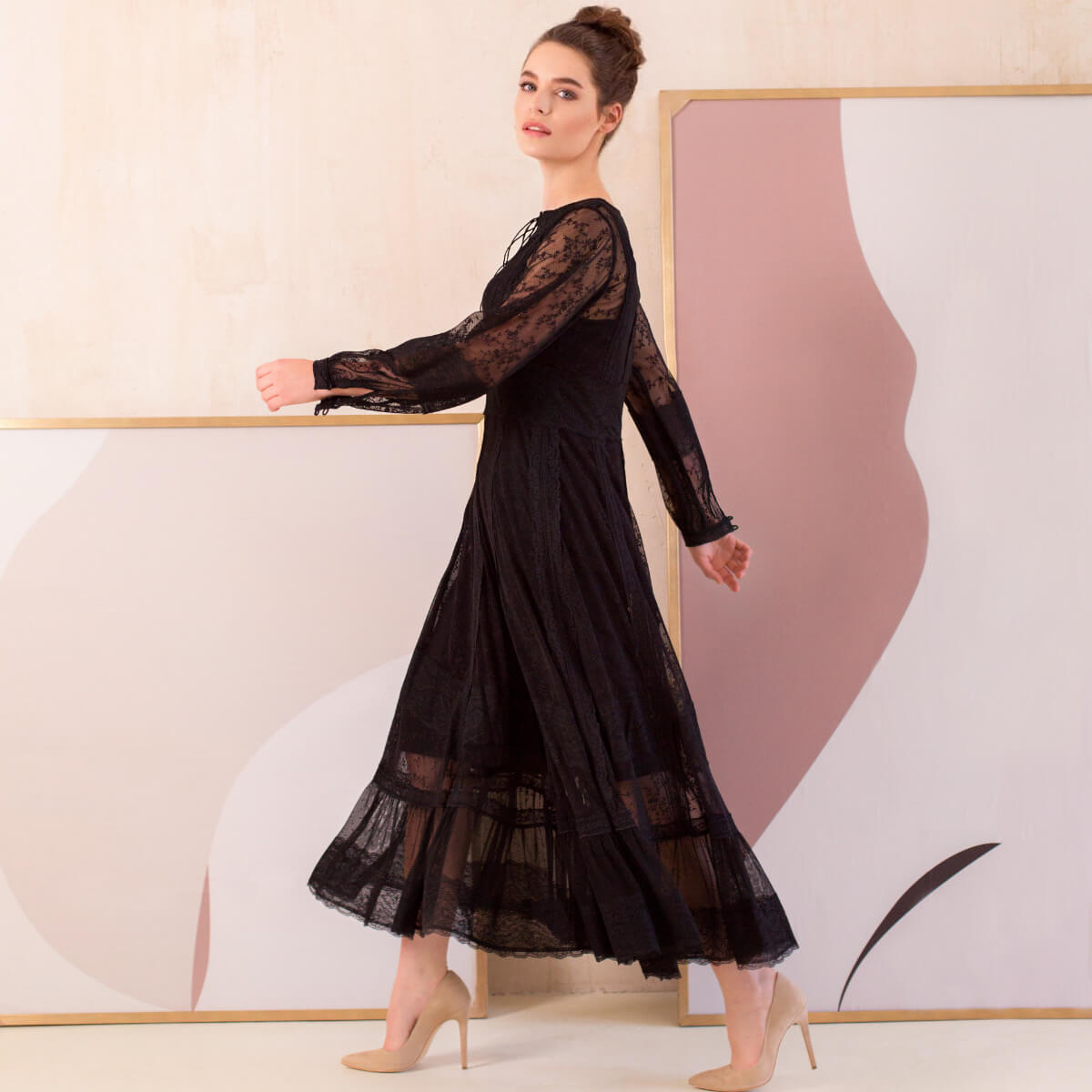 NATALIE Black Lace Boho Dress