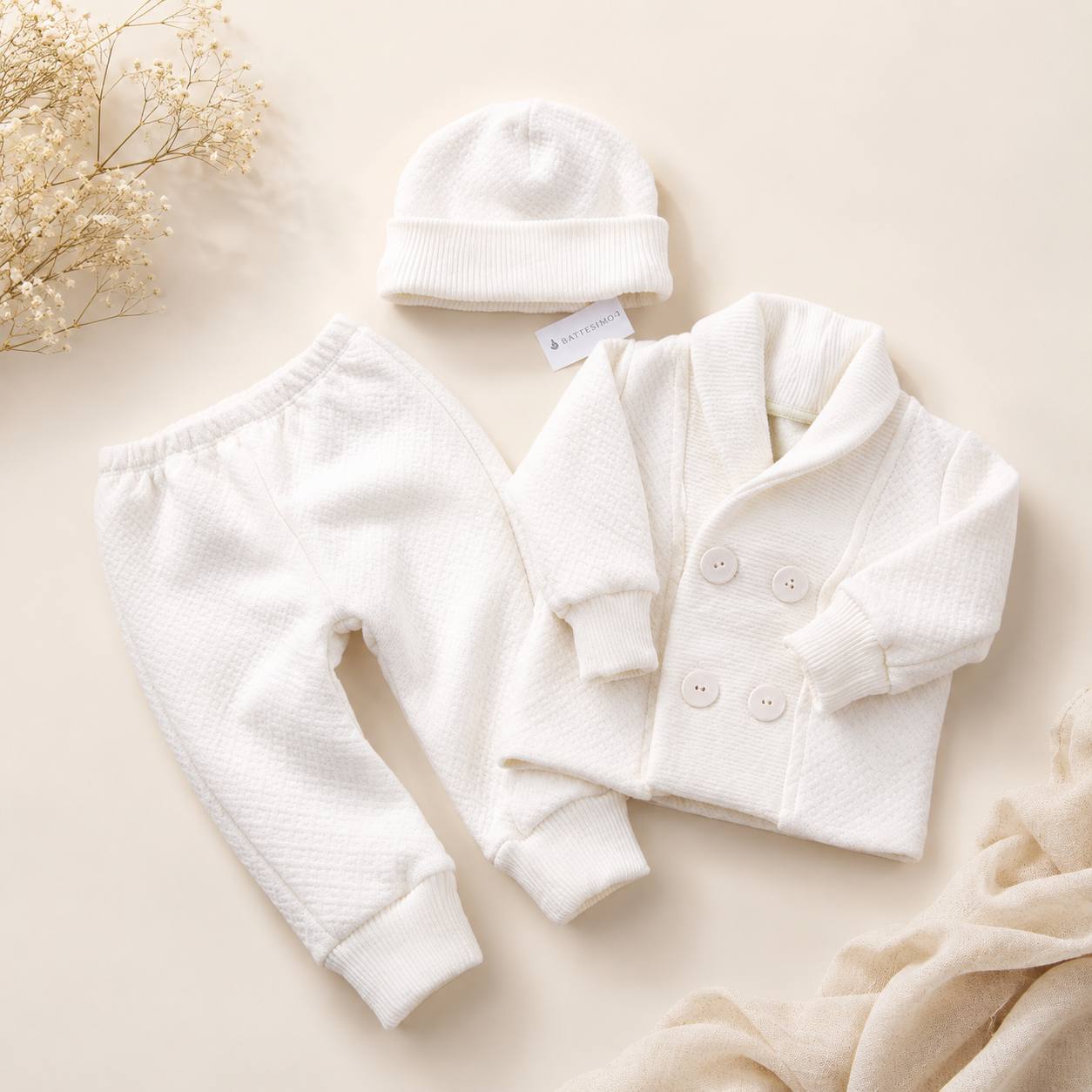 Elegant 3-piece baby boy outfit for baptism and ceremonies featuring a stylish formal design