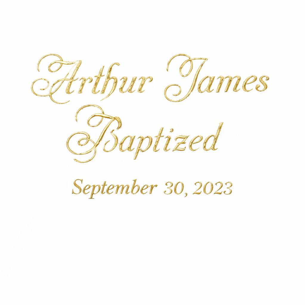 Personalized Baptism Name & Date Embroidery Add-On