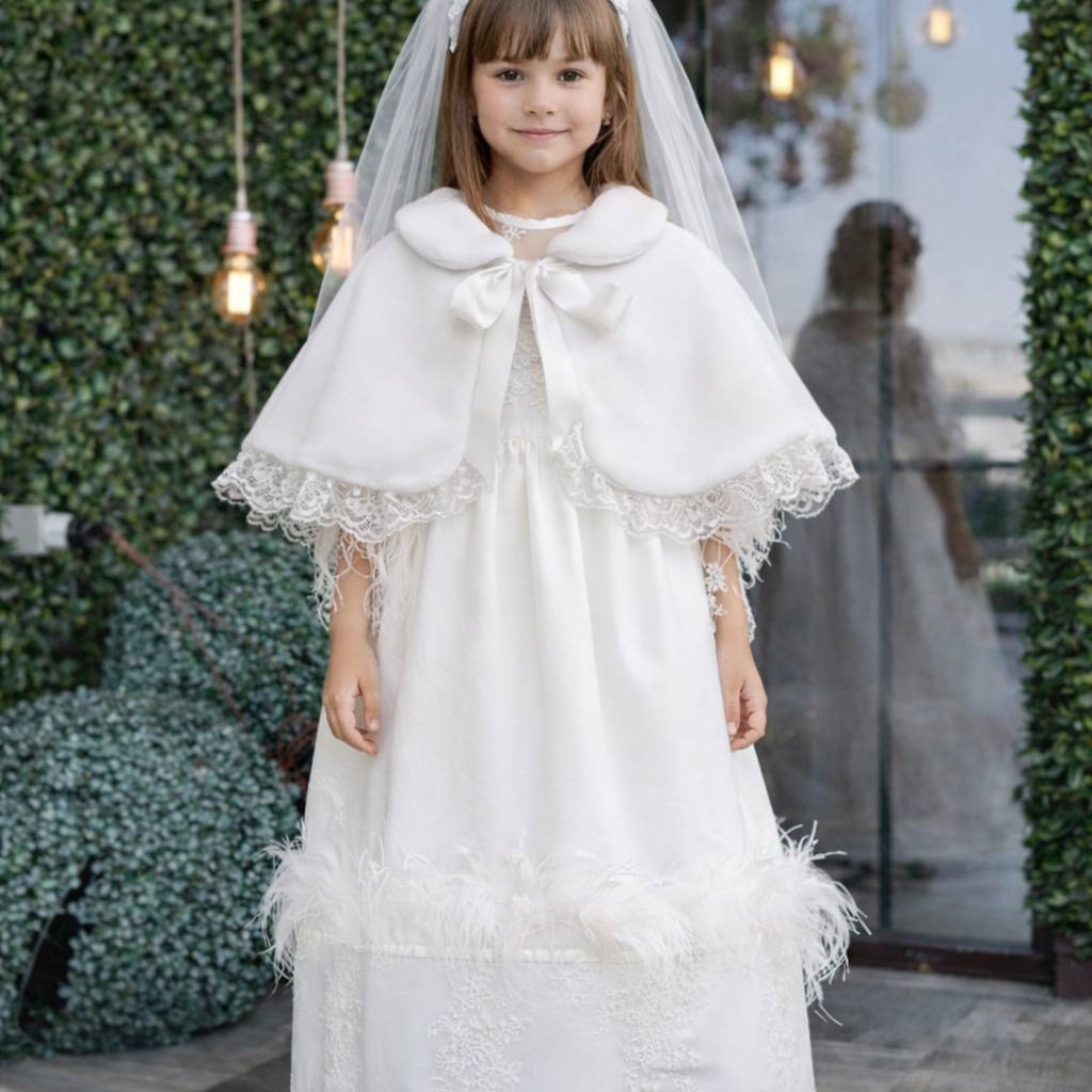 Girl Faux Fur Bolero with Lace