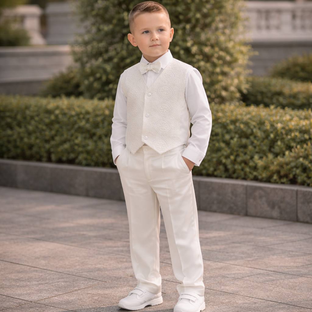 HUGO Boys First Communion Suit with Vest, Shirt & Bow Tie