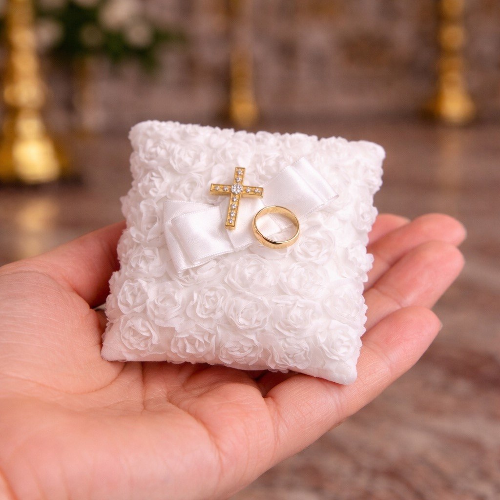ROSIE Baptism Ceremony Pillow (Cross & Ring)