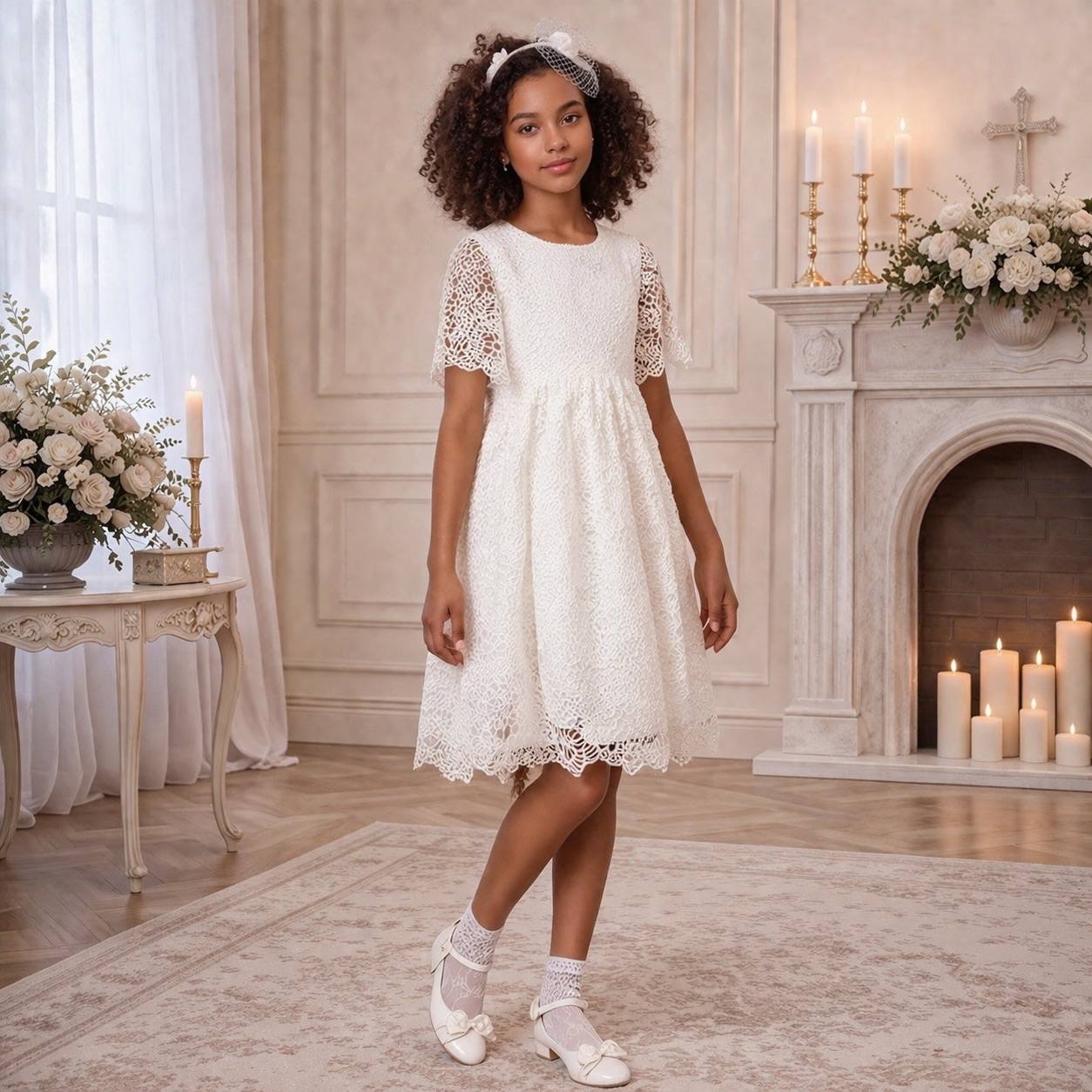 Lace Flower Girl Dresses | Elegant Wedding Dresses for Girls Battesimo Lace Flower Girl Dresses | Elegant Wedding Dresses for Girls Battesimo
