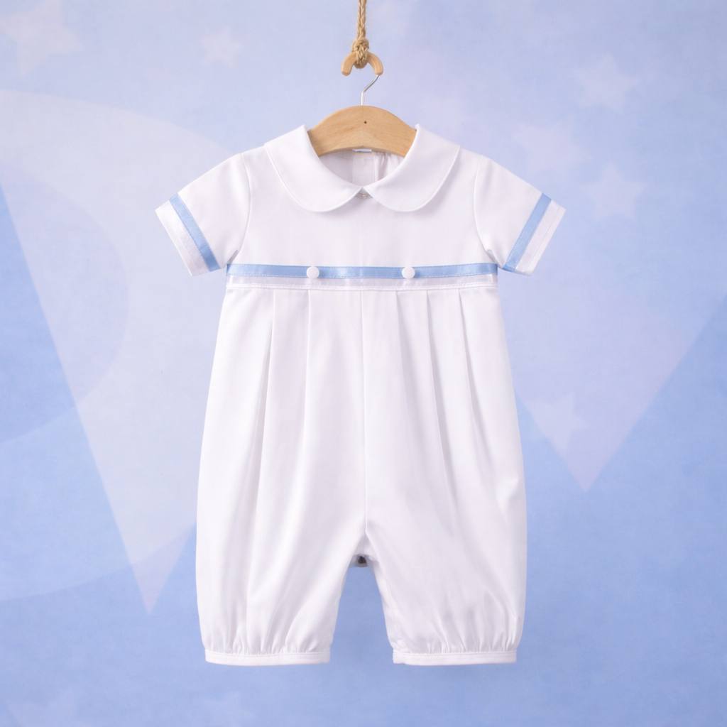 MARC Ready to Wear Baptism Outfit for Boys – Romper, Hat & Booties Set