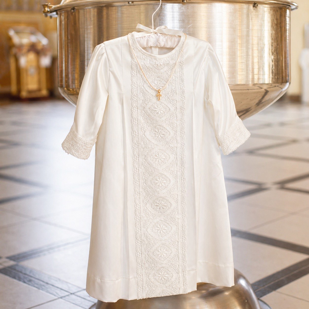 ELISHA Boy Christening Gown – Cotton Baptism Outfit, Ivory or White
