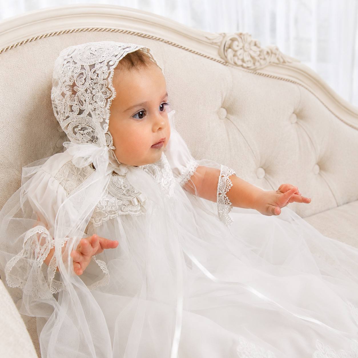 VERONICA Christening Gown with Train