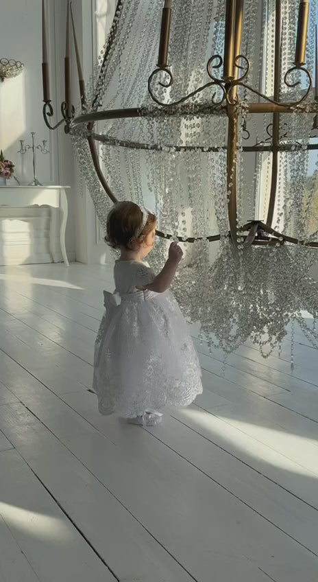 White Lace Baptism Dress Video