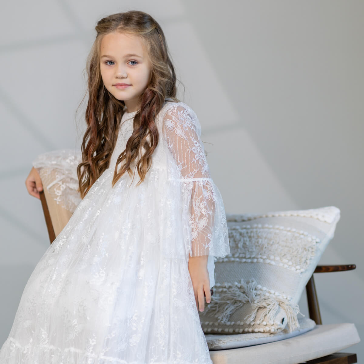 SARAH Lace First Communion Dress with Long Sleeves