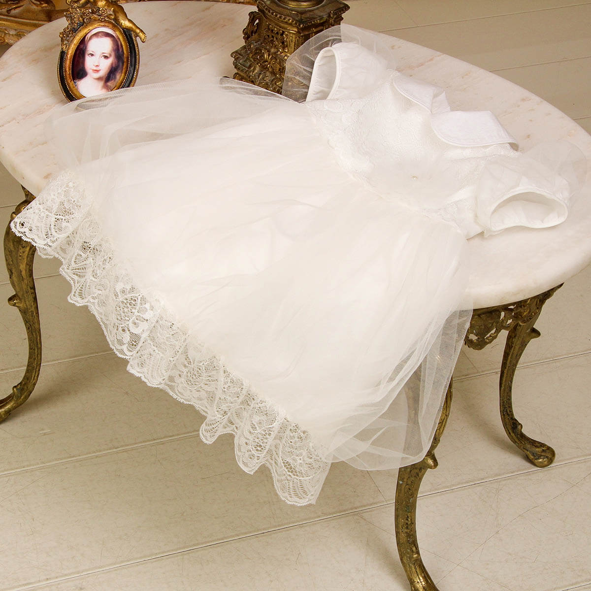 SOPHIE Bubble Baptism Dress – Elegant Lace Christening Dress