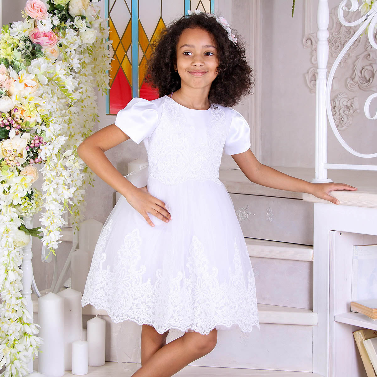 TERESA Short Lace Flower Girl Dress
