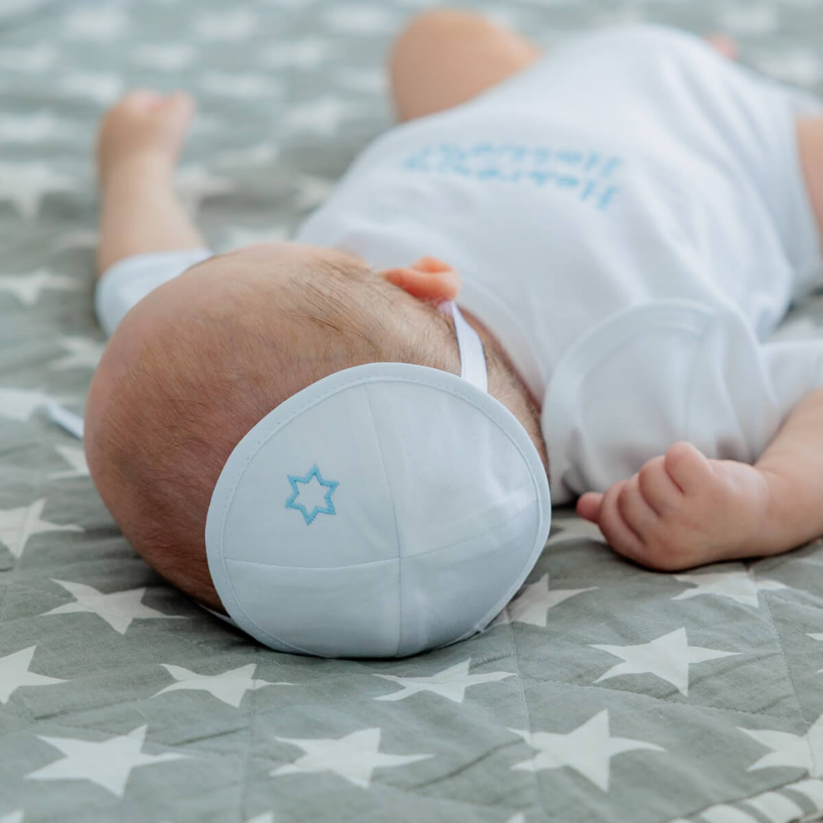 Brit Milah Baby Kippah | Cotton with David Star Embroidery