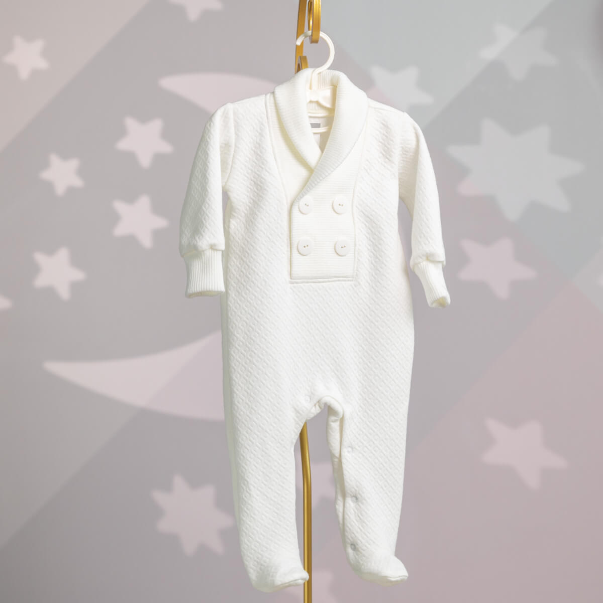 Baby Boy Winter Romper Outfit with Hat, Quilted Cotton - OLIVER