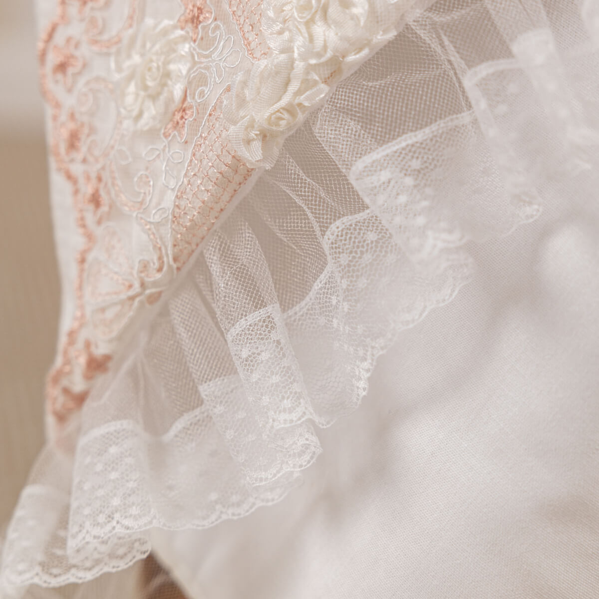Close-up of a lace garment with intricate detailing